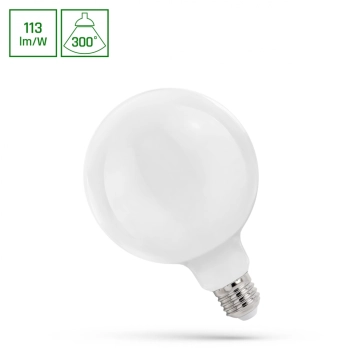 Żarówka LED GLOB G125 E27 11W 1250lm COG światło ciepłe białe mleczna WOJ+14367 SpectrumLED
