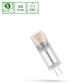 Żarówka LED G4 12V 2,5W 270lm światło ciepłe białe WOJ+14430 SpectrumLED