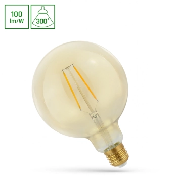 Żarówka LED GLOB G125 E27 4.9W 490lm COG światło ciepłe białe retroshine WOJ+14461_4.9W SpectrumLED
