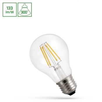 Żarówka LED GLS E27 7W 930lm COG światło neutralne białe przeźroczysta WOJ+14600 SpectrumLED