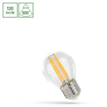 Żarówka LED kulka E27 5.5W 710lm COG światło ciepłe białe przeźroczysta ściemnialna WOJ+14647 SpectrumLED