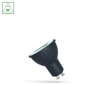 Żarówka LED GU10 4W 320lm 38st światło ciepłe białe z soczewką czarna WOJ+14687 SpectrumLED