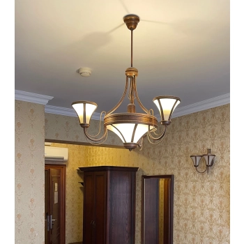 Żyrandol Kandel WK-5 3x60W E14 + 1x60W E27 antyczny brąz+mosiądz