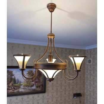 Żyrandol Kandel WK-5 3x60W E14 + 1x60W E27 antyczny brąz+mosiądz