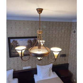 Żyrandol Kandel WK-5 3x60W E14 + 1x60W E27 antyczny brąz+mosiądz
